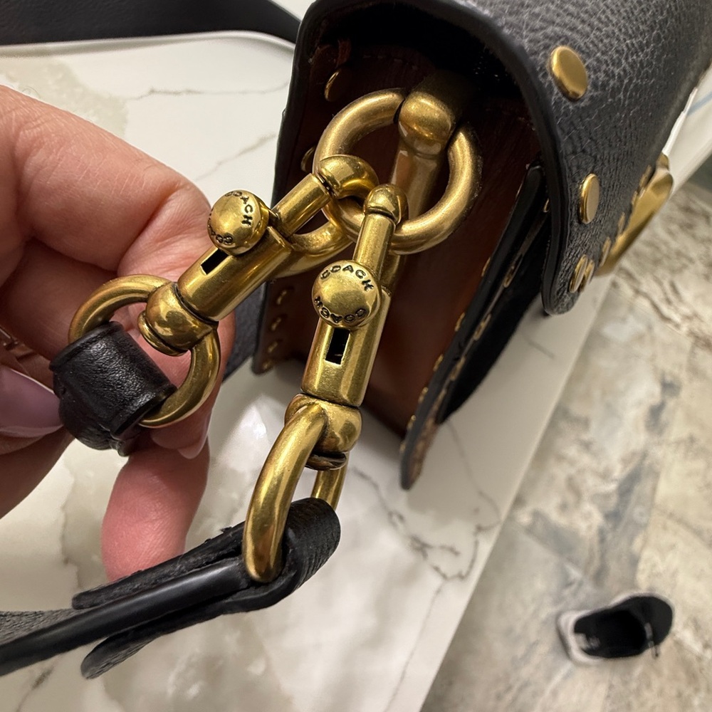 Coach Black and Brown Crossbody Bag with top handle with Gold Accents - Picture 16 of 16